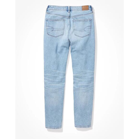 AMERICAN EAGLE Mom Straight Jeans High Waisted Distressed in Blue Women's Size 6 - Picture 3 of 14